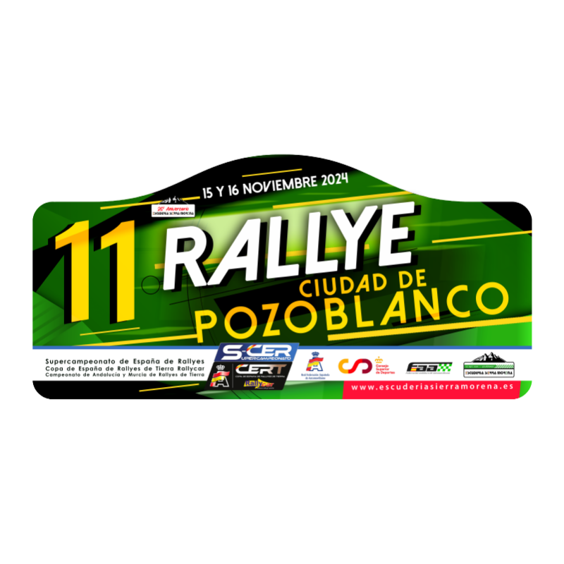 Placa ALUMINIO 11º Rallye de Pozoblanco CHAPA MATRICULA RIGIDA