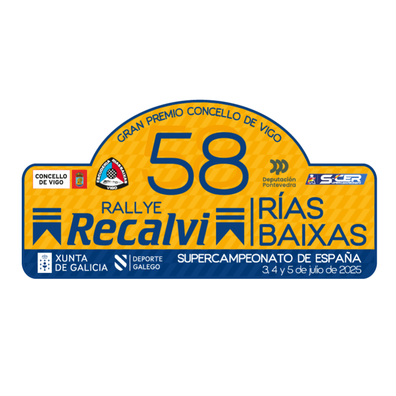 Placa aluminio 58º Rallye Rías Baixas chapa matrícula rigida