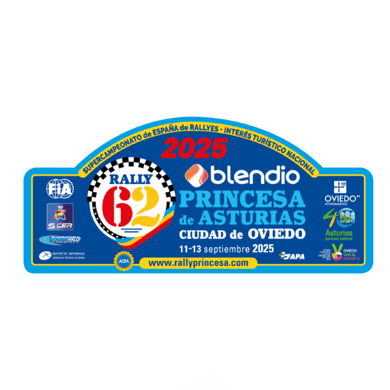 Placa aluminio 62º Rally Blendio Princesa de Asturias Ciudad de Oviedo chapa matrícula rigida