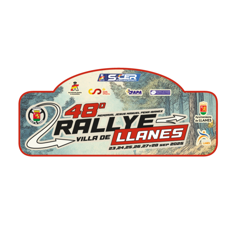 Placa aluminio 48º Rallye Villa de Llanes chapa matrícula rigida