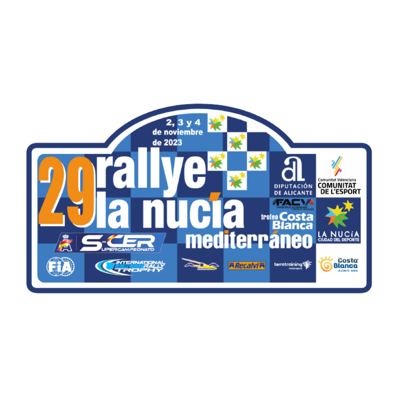 Placa ALUMINIO 29º Rallye de la Nucia CHAPA MATRICULA RIGIDA